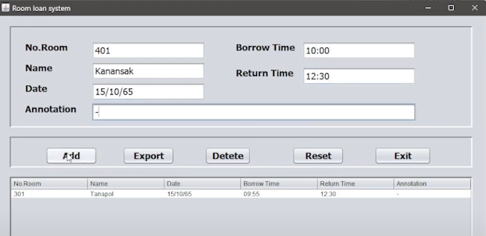 Classroom Booking Record System using Java and NetBeans